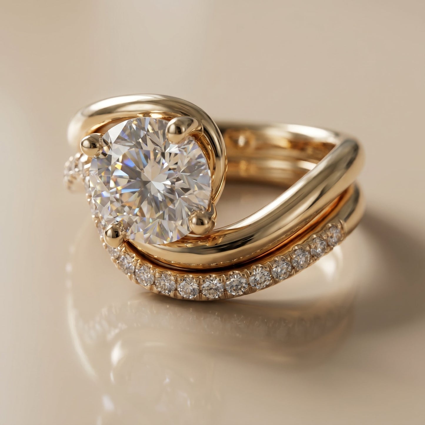 1.0 CT Round Solitaire Moissanite Diamond Bridal Ring Set