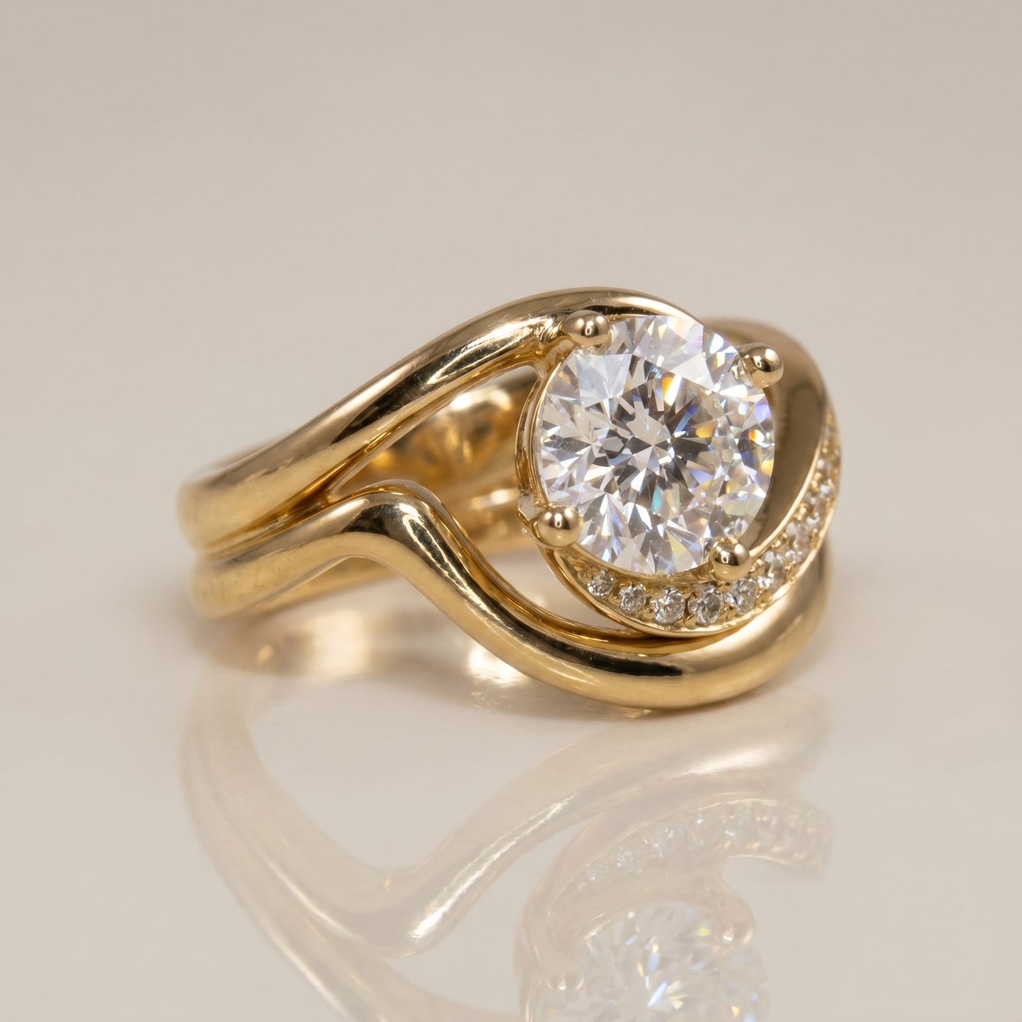 1.0 CT Round Solitaire Moissanite Diamond Bridal Ring Set