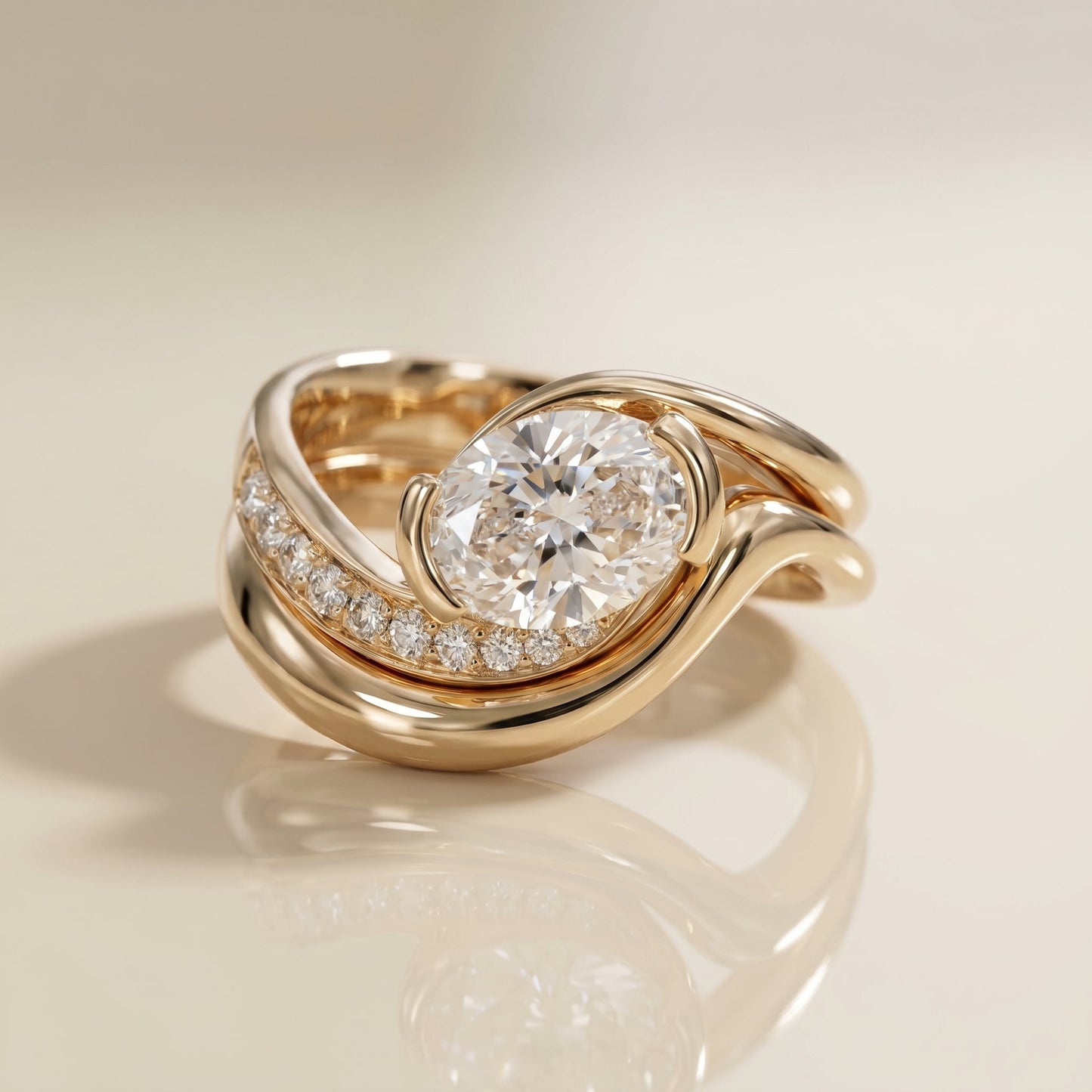1.0 CT Round Solitaire Moissanite Diamond Bridal Ring Set
