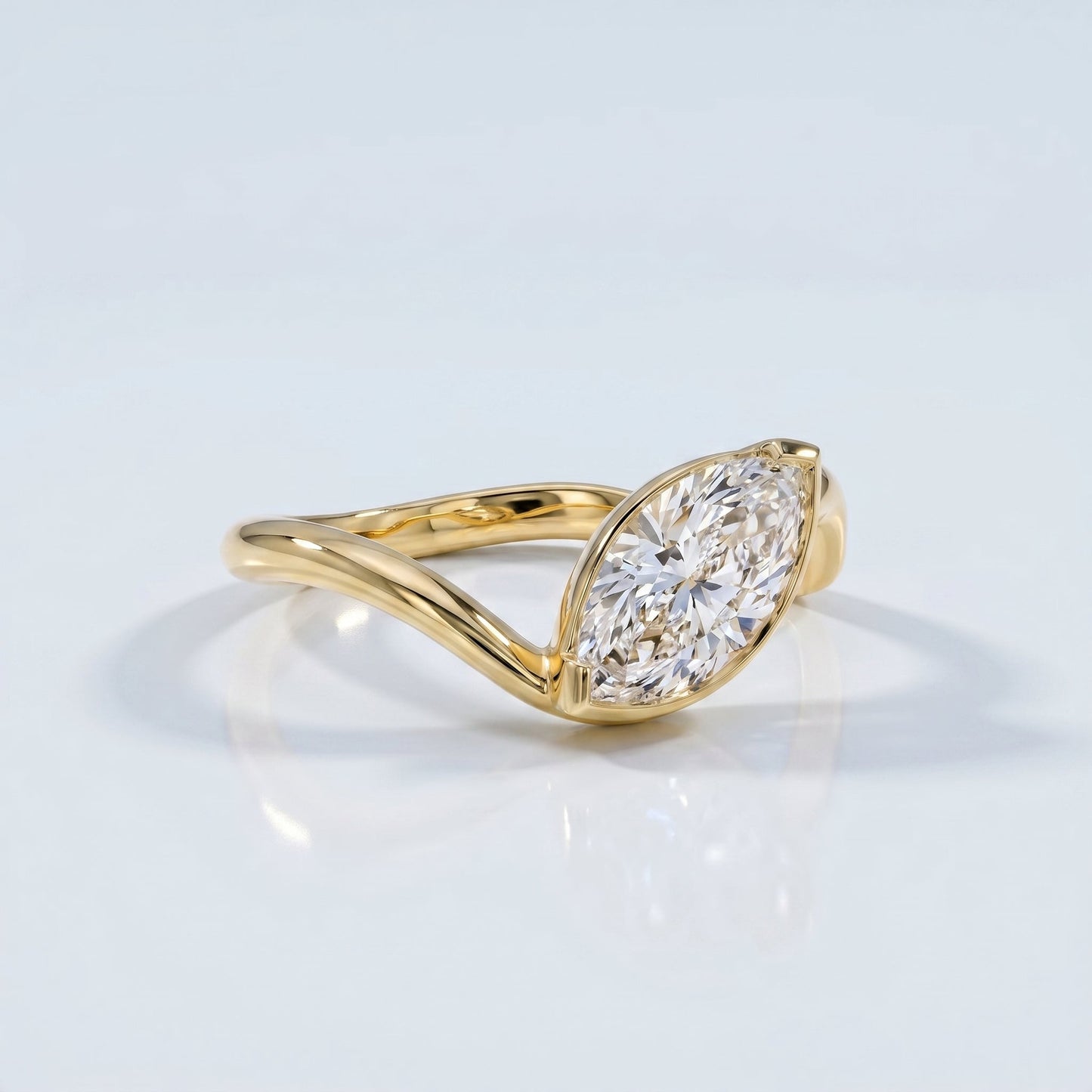 Marquise Swirl Solitaire Engagement Ring – 1 CT Lab Grown Diamond