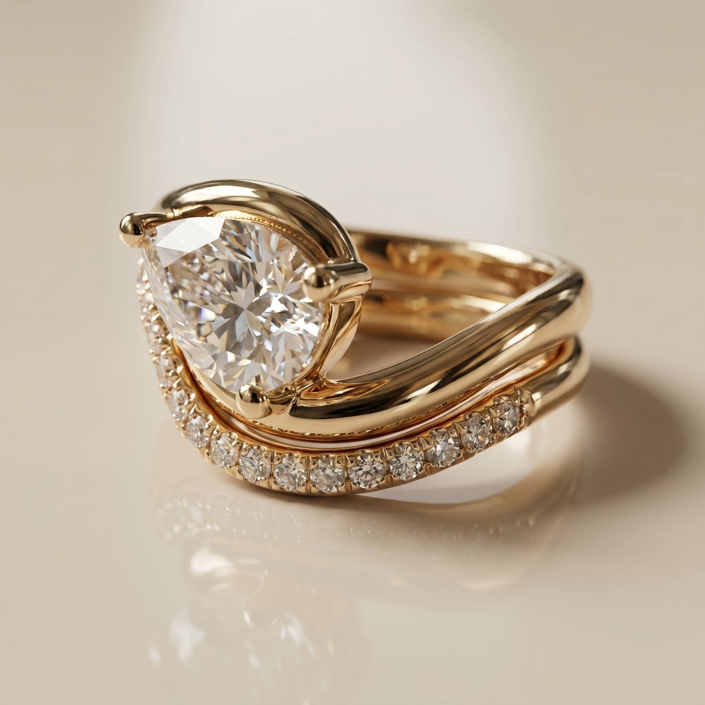 1.0 CT Round Solitaire Moissanite Diamond Bridal Ring Set