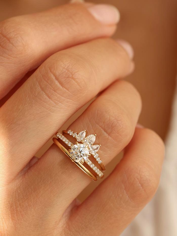 Marquise Cut Cluster Styled Lab Grown Diamond Engagement Ring