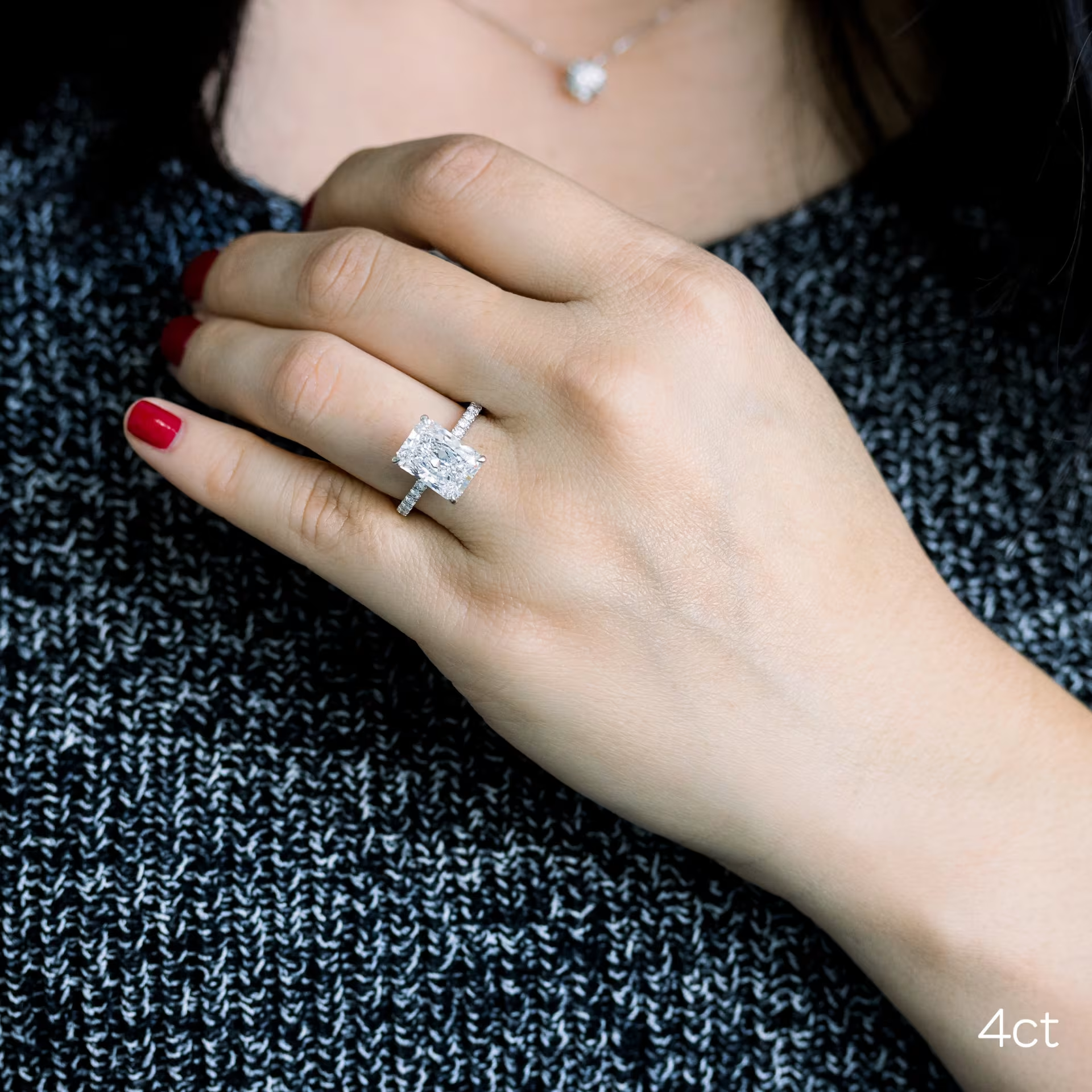 Marquise Cut Cluster Styled Lab Grown Diamond Engagement Ring