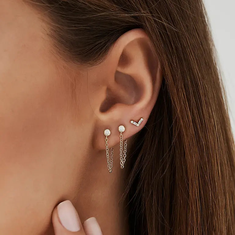 0.12 TCW Round Cut Bezel Setting Stud Moissanite Earrings 3