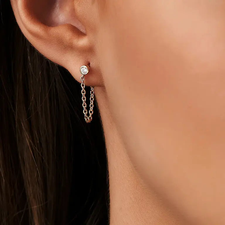 0.12 TCW Round Cut Bezel Setting Stud Moissanite Earrings 1