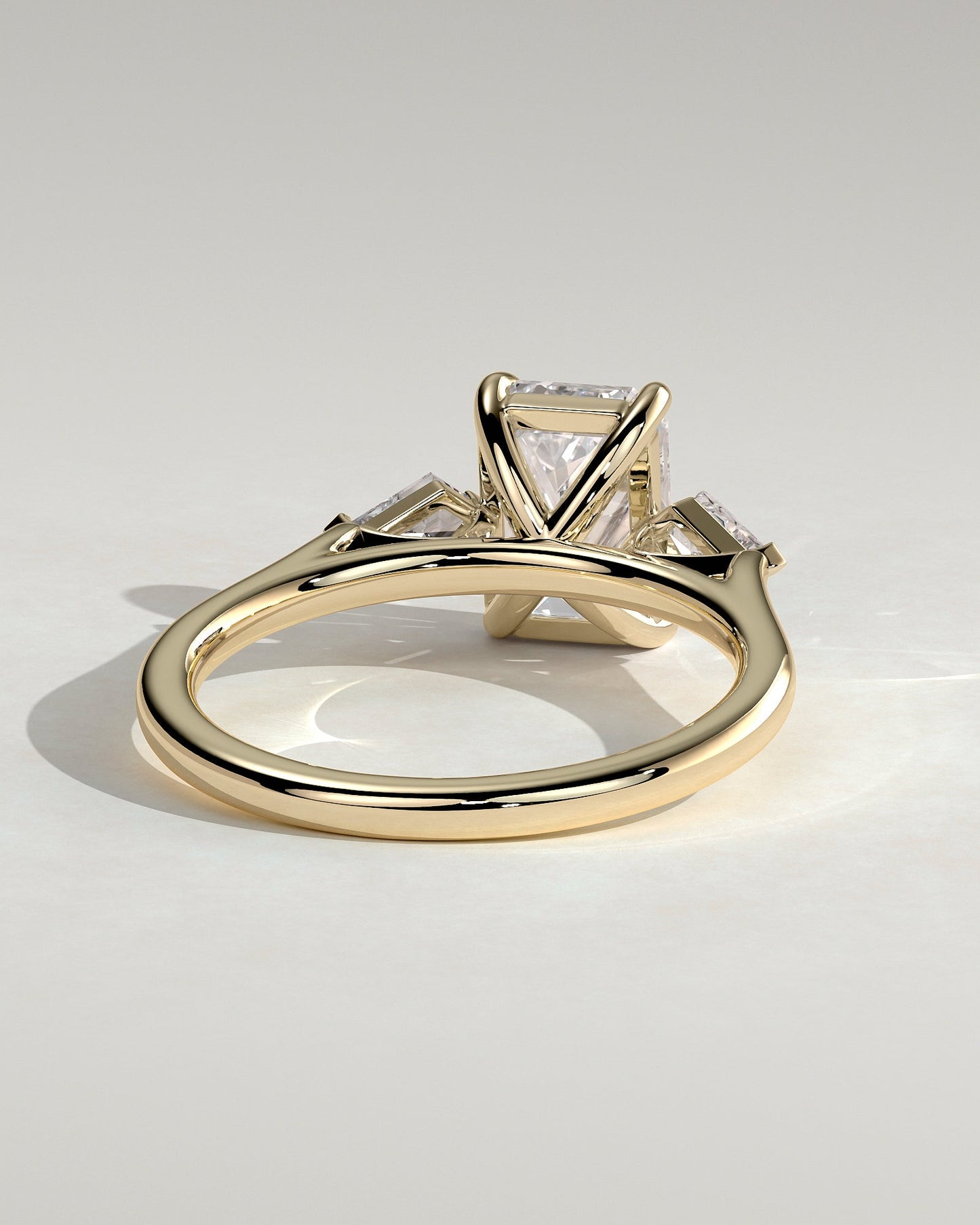 Emerald Three Stones Lab Grown Diamond Engagement Ring