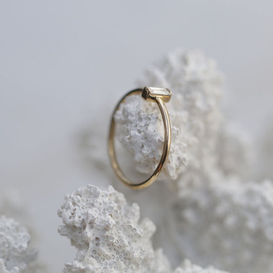 0.11 CT Baguette Solitaire CVD E/VS1 Diamond Engagement Ring 4