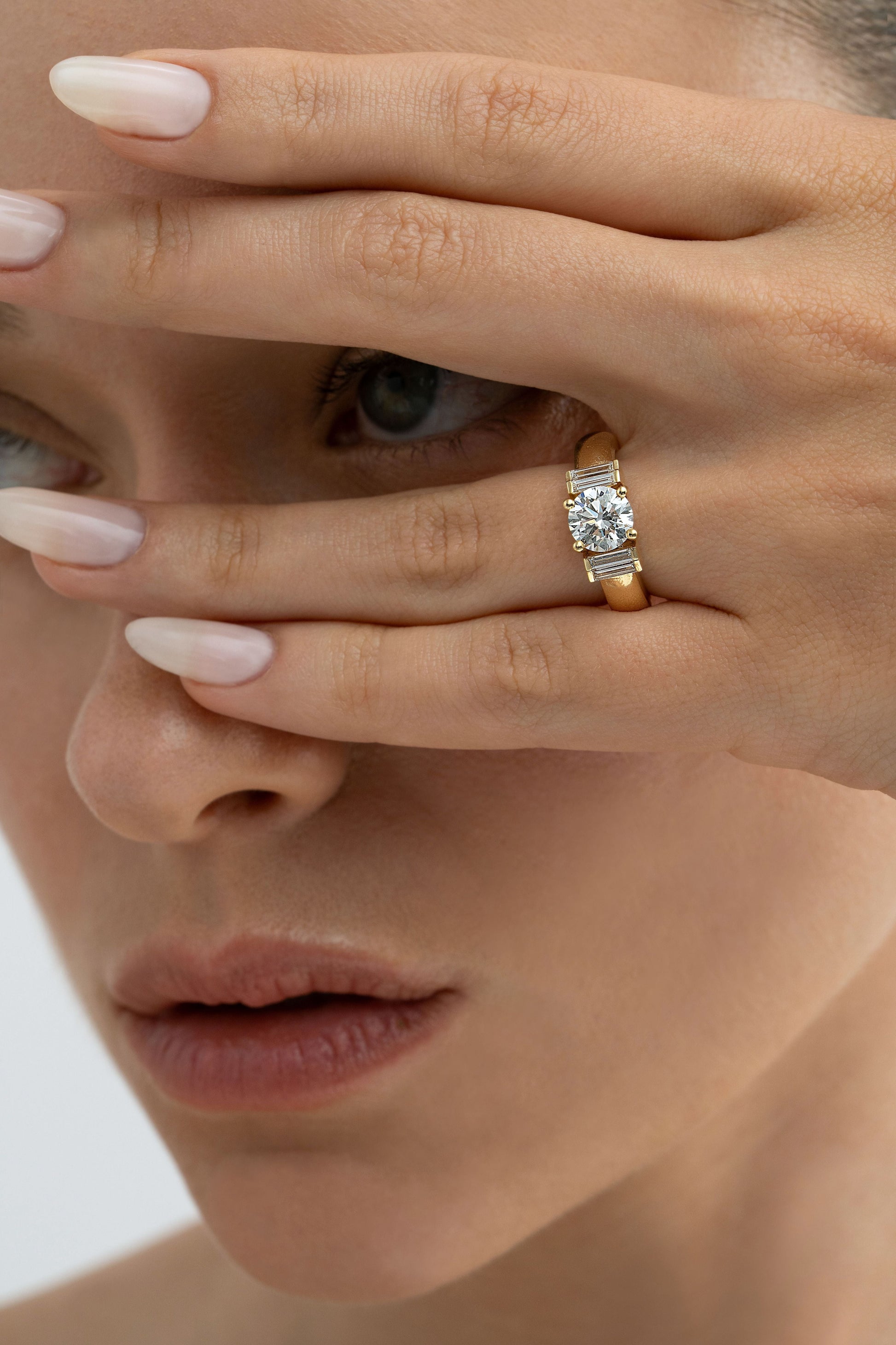 2 CT Round Three Stones Lab Grown Diamond Engagement Ring