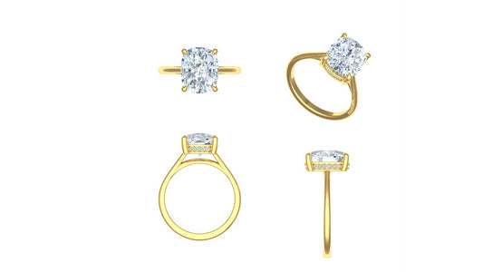 Erin Custom Ring-12x9 Crushed Ice Elongated Cushion Moissanite Cathedral Hidden Halo Ring