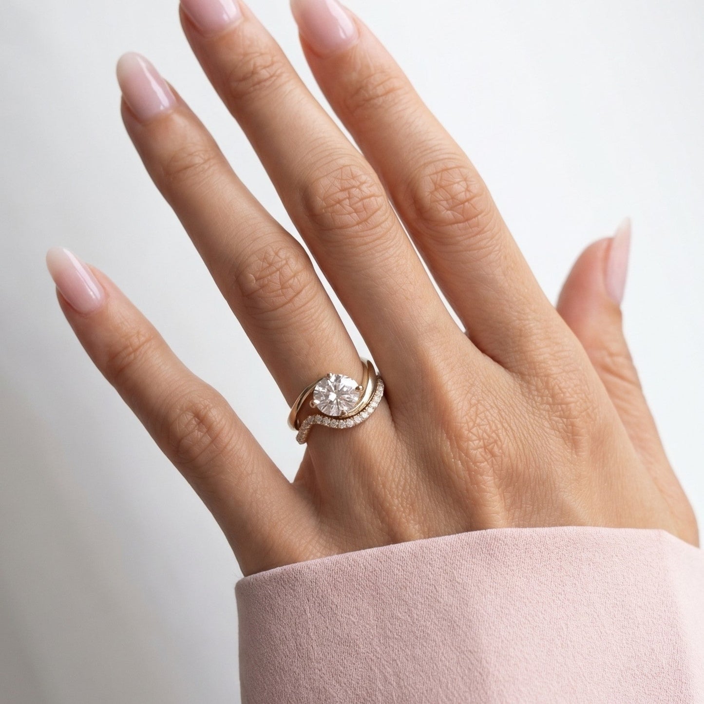 1.0 CT Round Solitaire Moissanite Diamond Bridal Ring Set