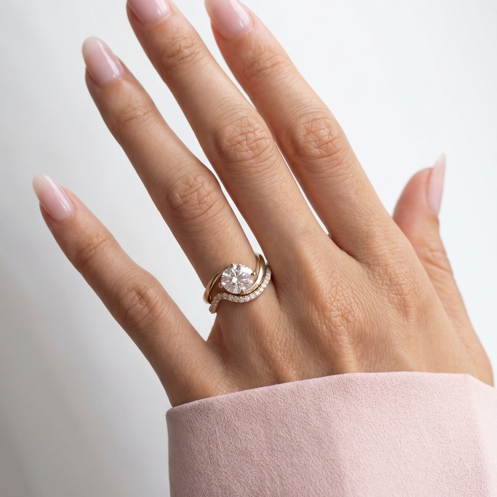 1.0 CT Round Solitaire Moissanite Diamond Bridal Ring Set