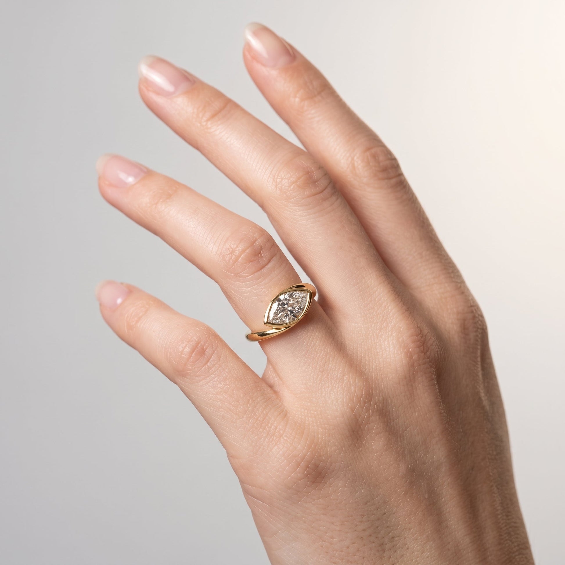 Marquise Swirl Solitaire Engagement Ring – 1 CT Lab Grown Diamond