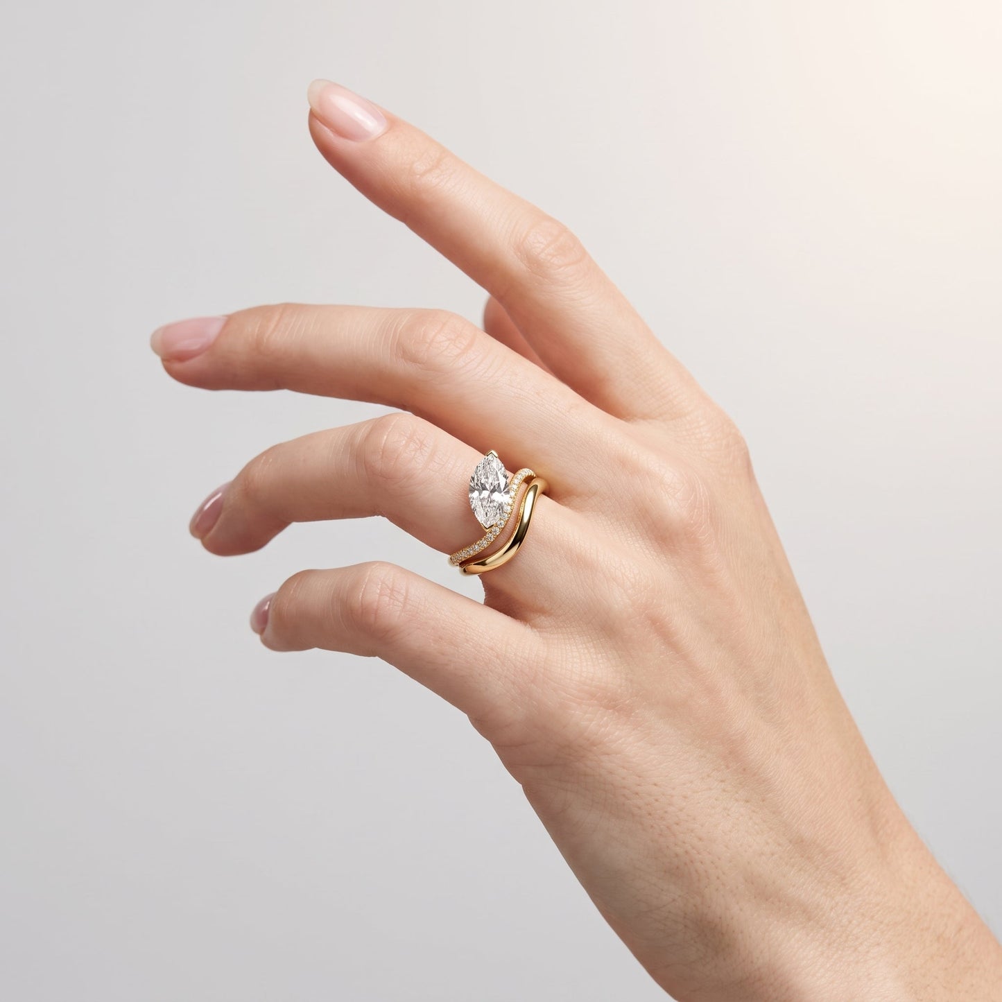 Marquise Swirl Solitaire Engagement Ring – 1 CT Lab Grown Diamond