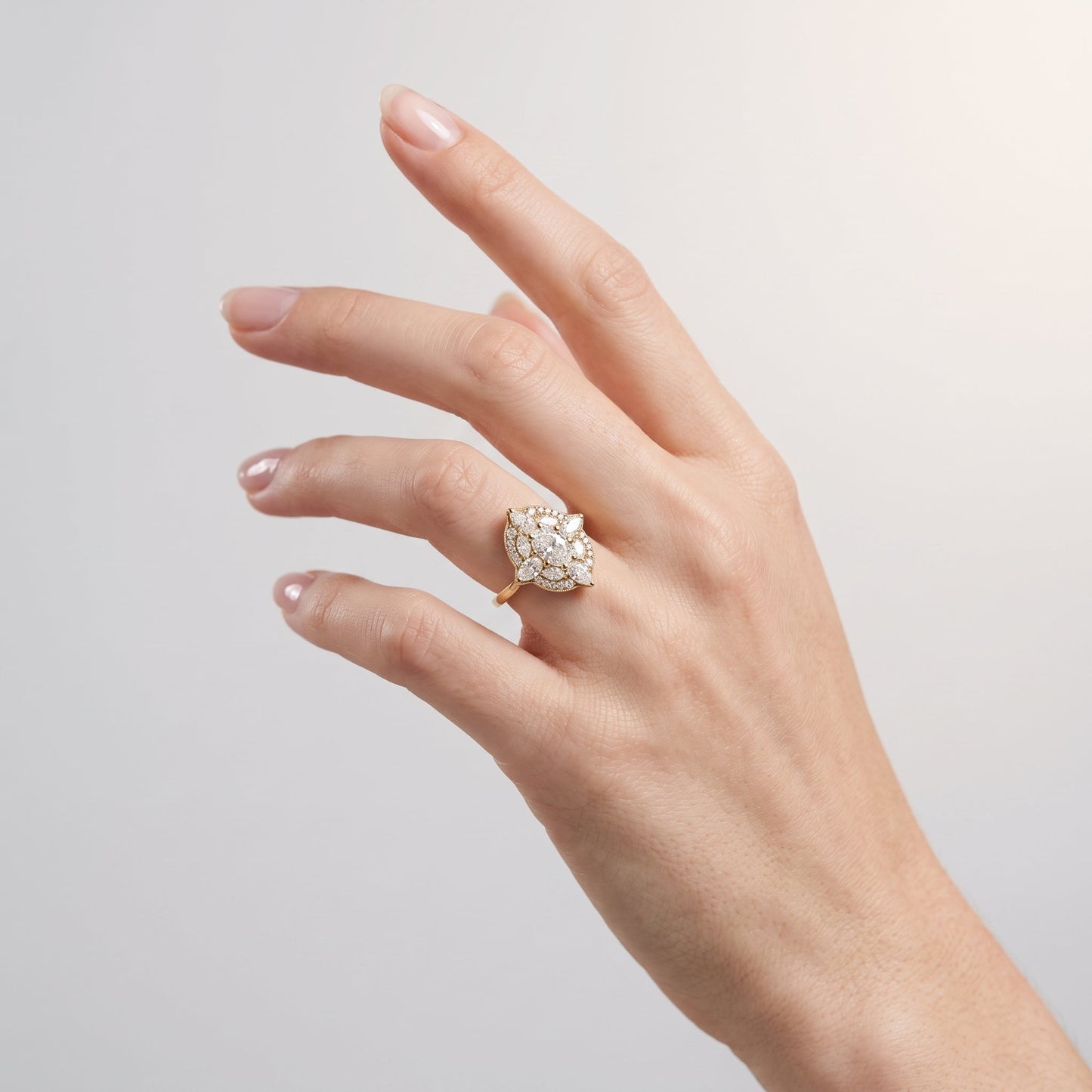 Marquise Swirl Solitaire Engagement Ring – 1 CT Lab Grown Diamond