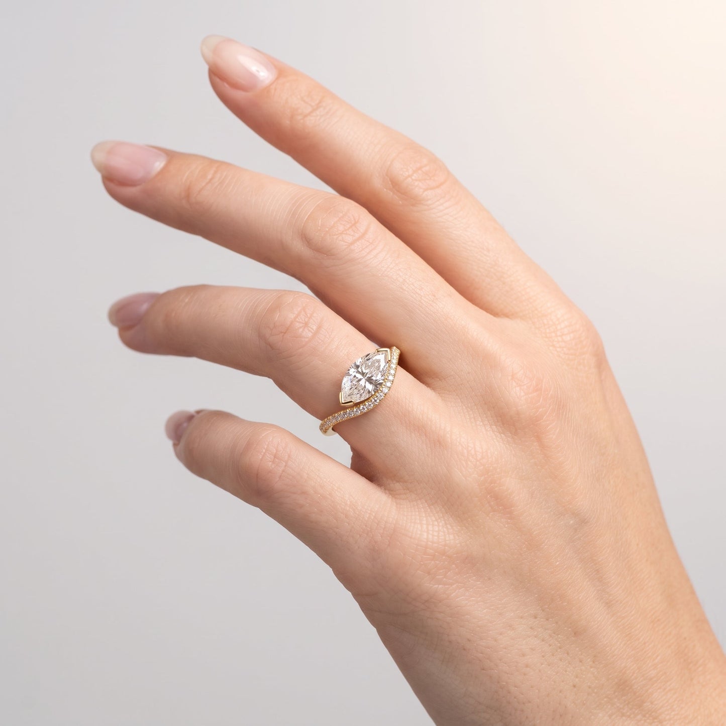 Marquise Swirl Solitaire Engagement Ring – 1 CT Lab Grown Diamond