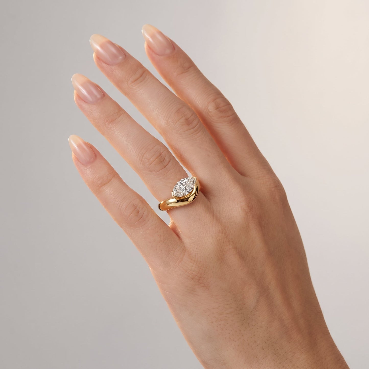 Marquise Swirl Solitaire Engagement Ring – 1 CT Lab Grown Diamond