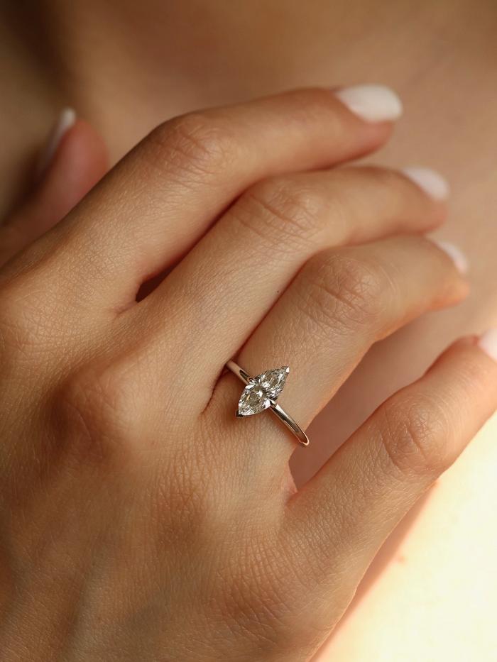 Marquise Cut Cluster Styled Lab Grown Diamond Engagement Ring