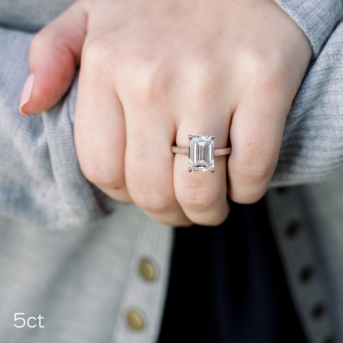 Marquise Cut Cluster Styled Lab Grown Diamond Engagement Ring