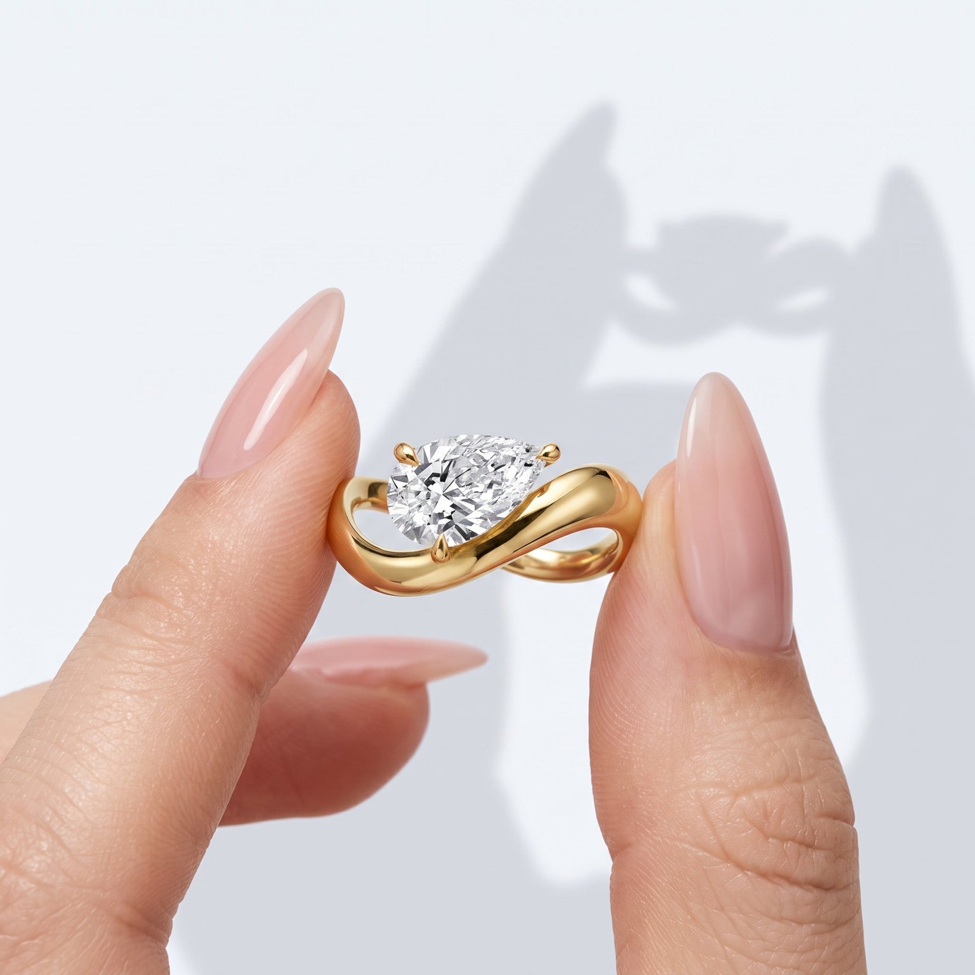 Marquise Swirl Solitaire Engagement Ring – 1 CT Lab Grown Diamond