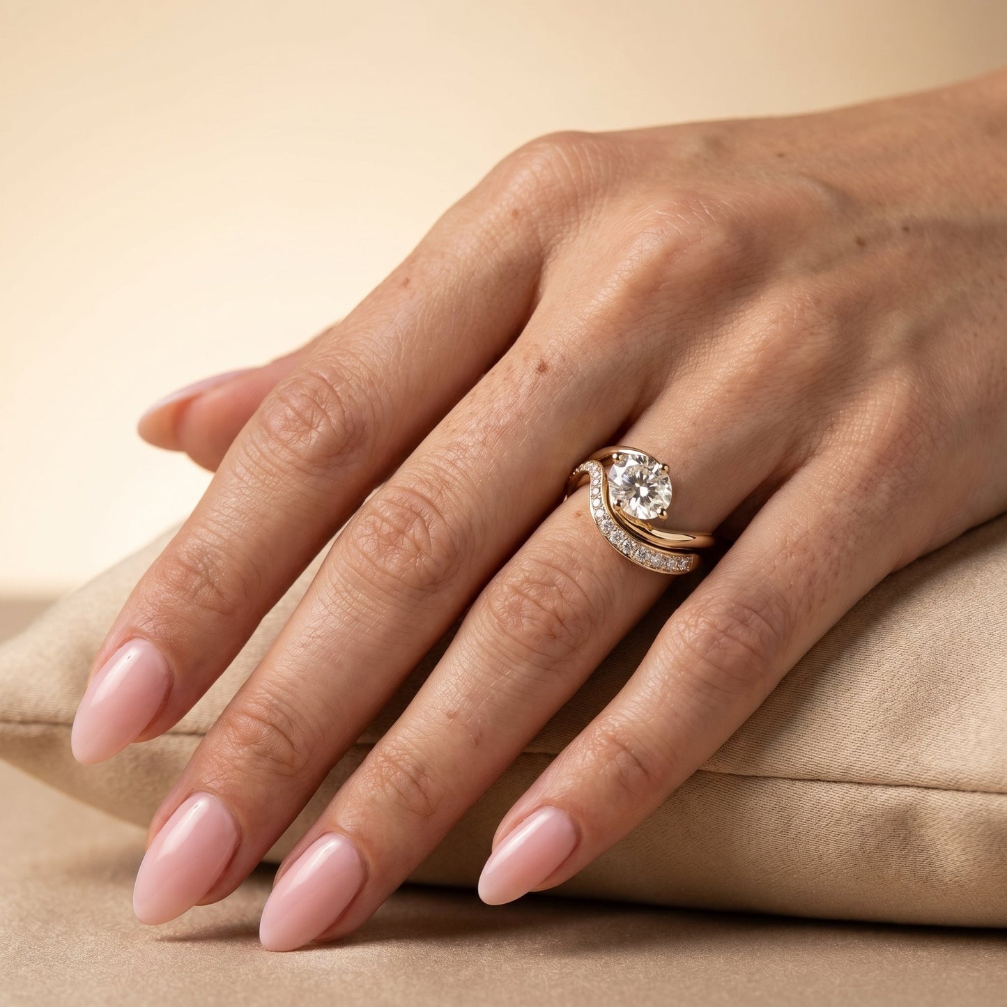1.0 CT Round Solitaire Moissanite Diamond Bridal Ring Set