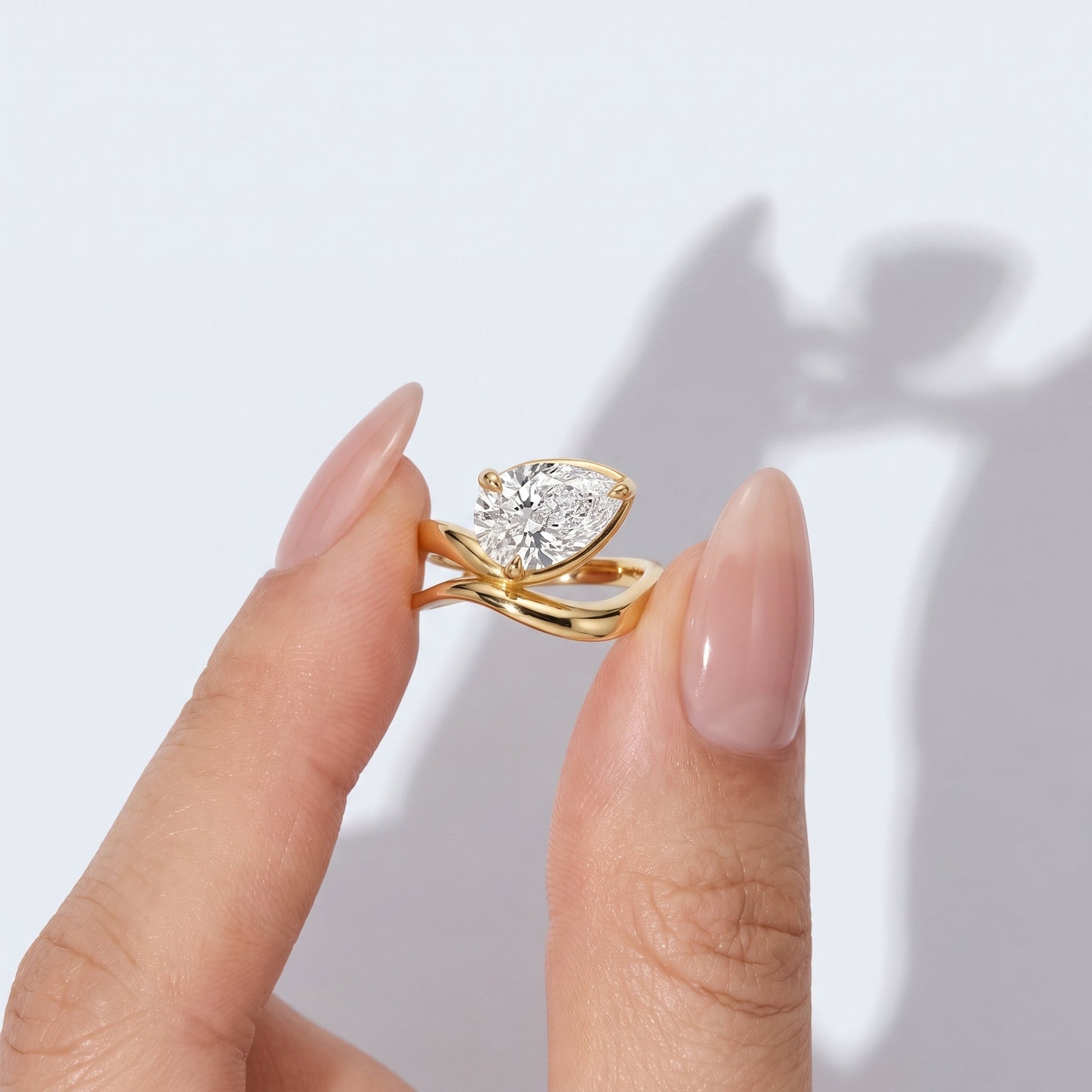 Marquise Swirl Solitaire Engagement Ring – 1 CT Lab Grown Diamond