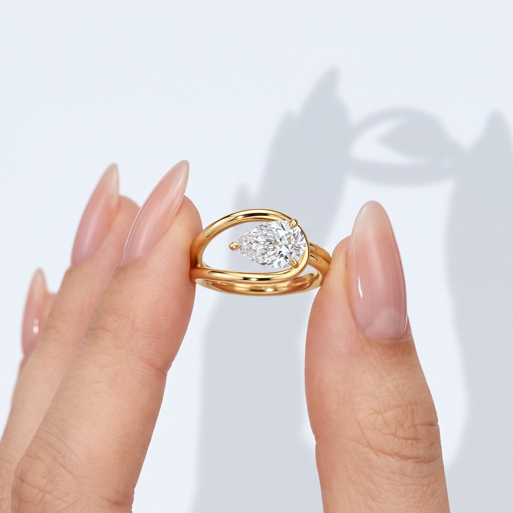 Marquise Swirl Solitaire Engagement Ring – 1 CT Lab Grown Diamond