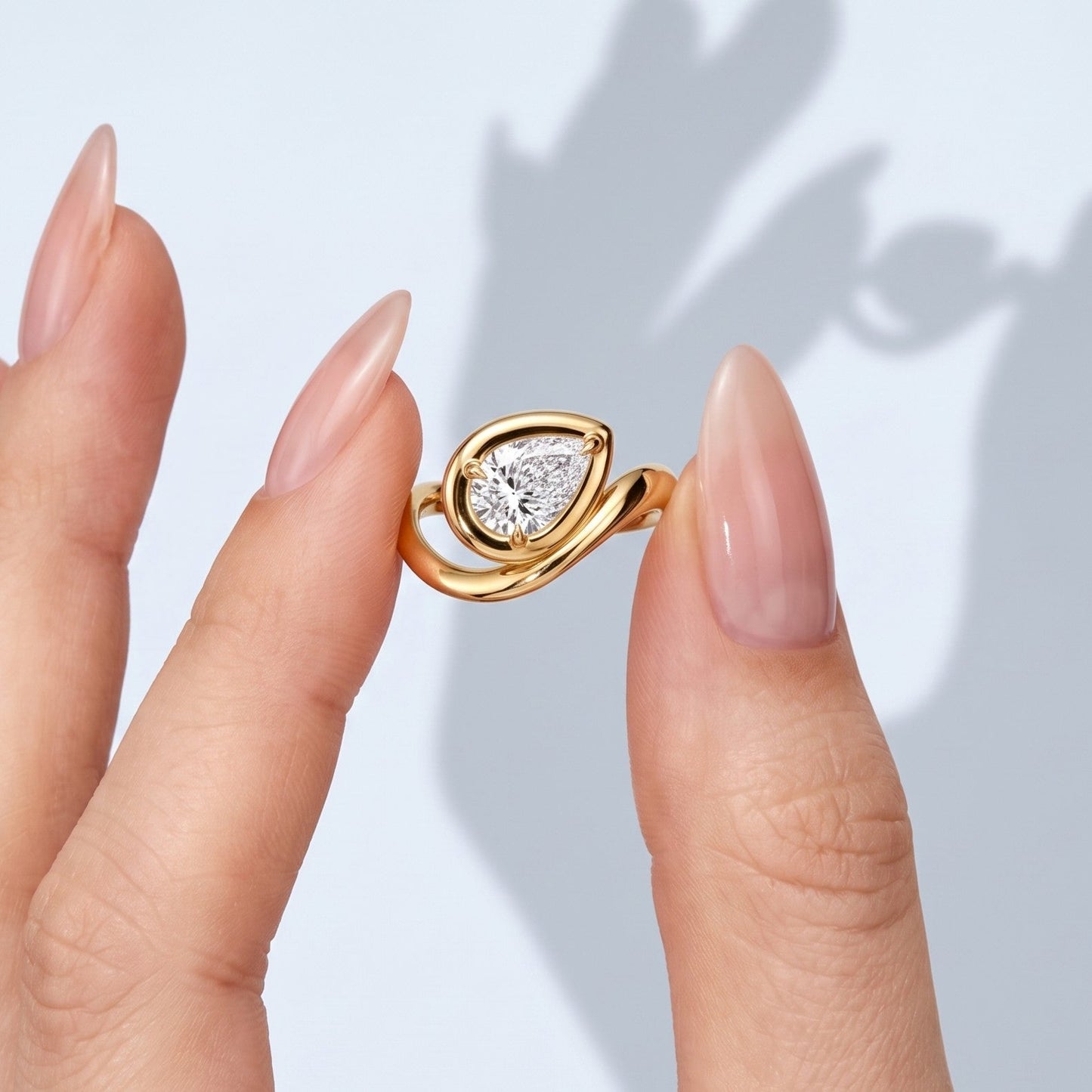 Marquise Swirl Solitaire Engagement Ring – 1 CT Lab Grown Diamond