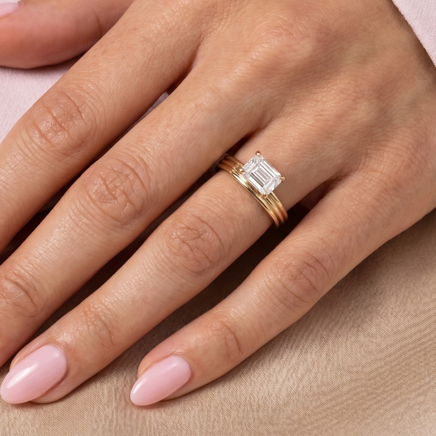 1.0 CT Round Solitaire Moissanite Diamond Bridal Ring Set