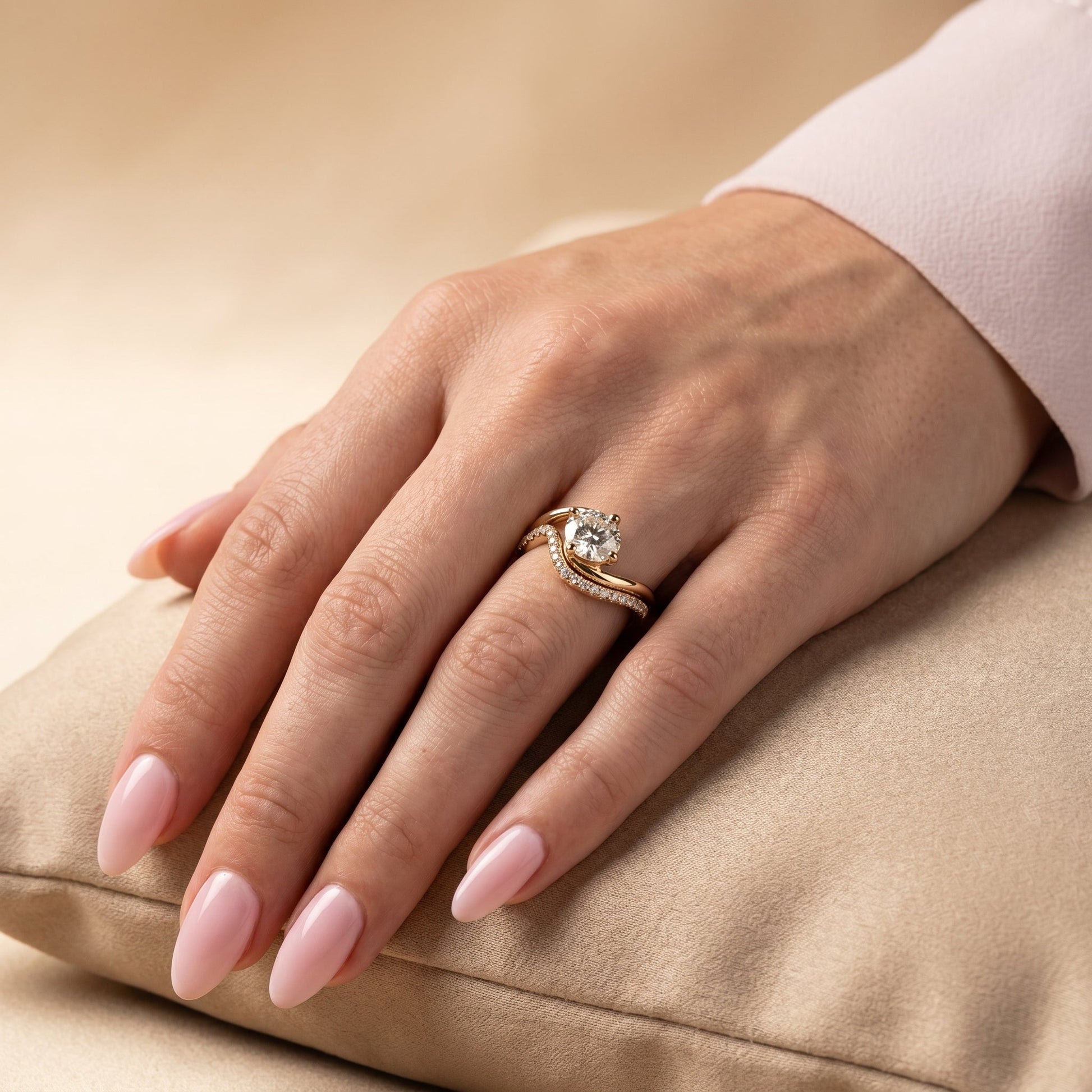 1.0 CT Round Solitaire Moissanite Diamond Bridal Ring Set