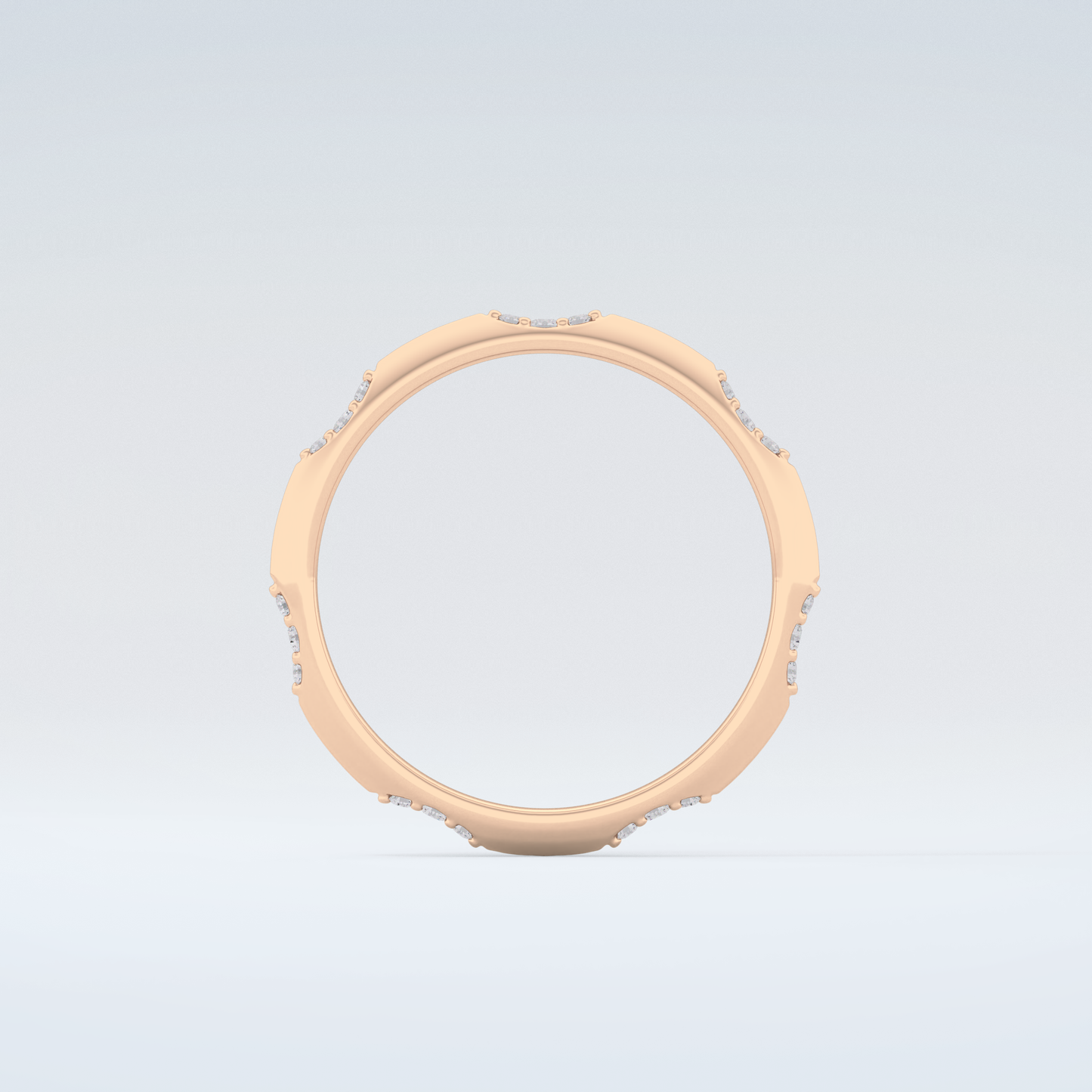 0.09 TCW Round Shaped Moissanite Wedding Band 8