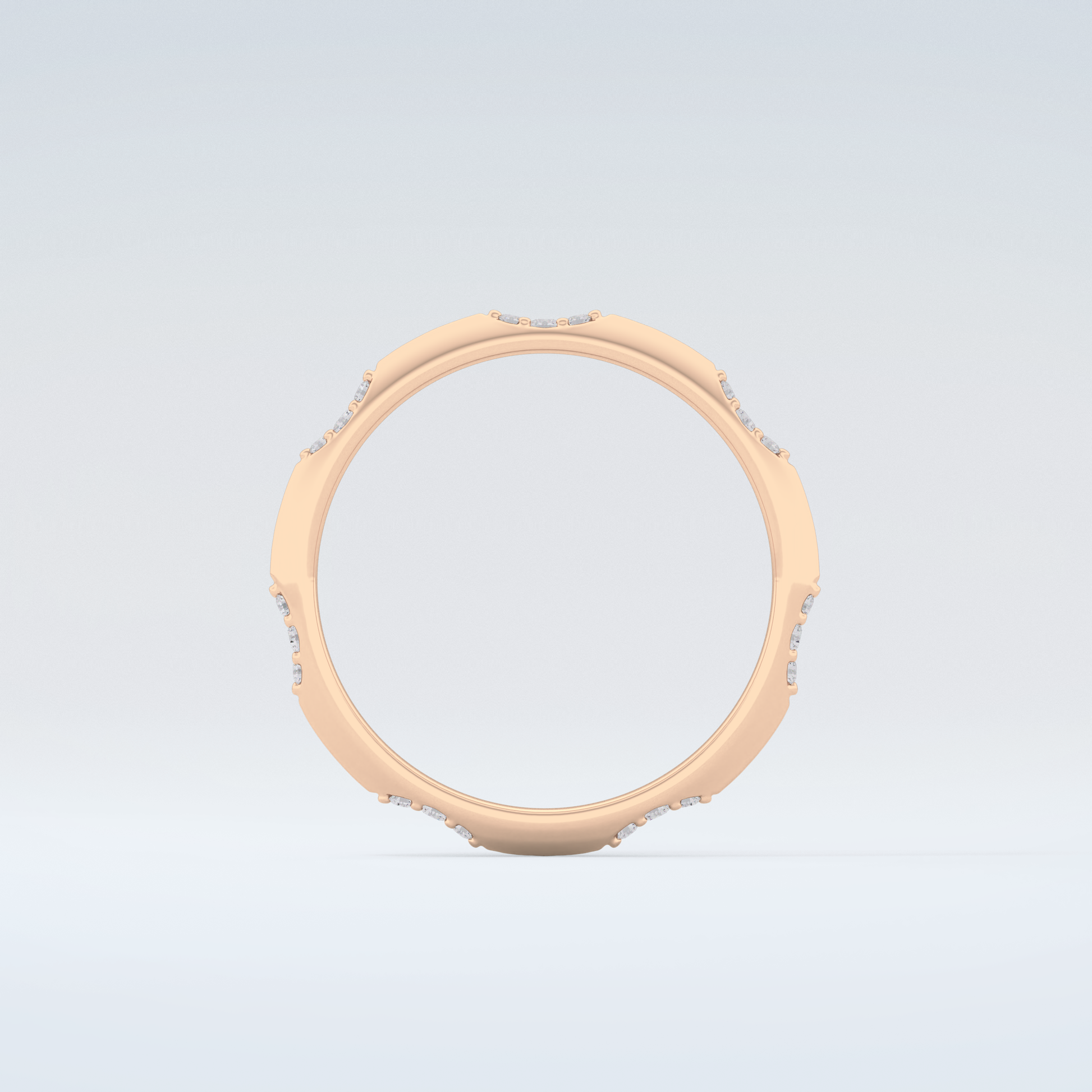 0.09 TCW Round Shaped Moissanite Wedding Band 8