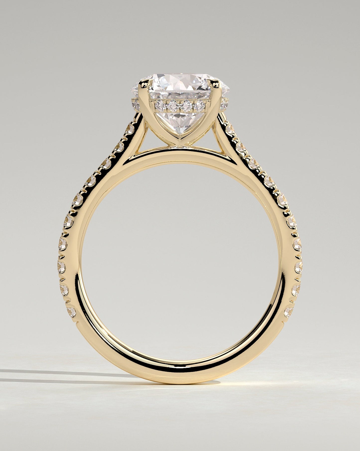 Round Halo, Pave & Split Shank Engagement Ring – 1.93 CT Lab Grown Diamond