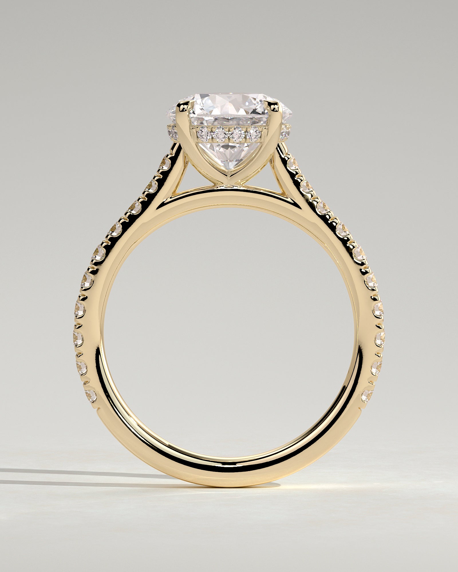 Round Halo, Pave & Split Shank Engagement Ring – 1.93 CT Lab Grown Diamond
