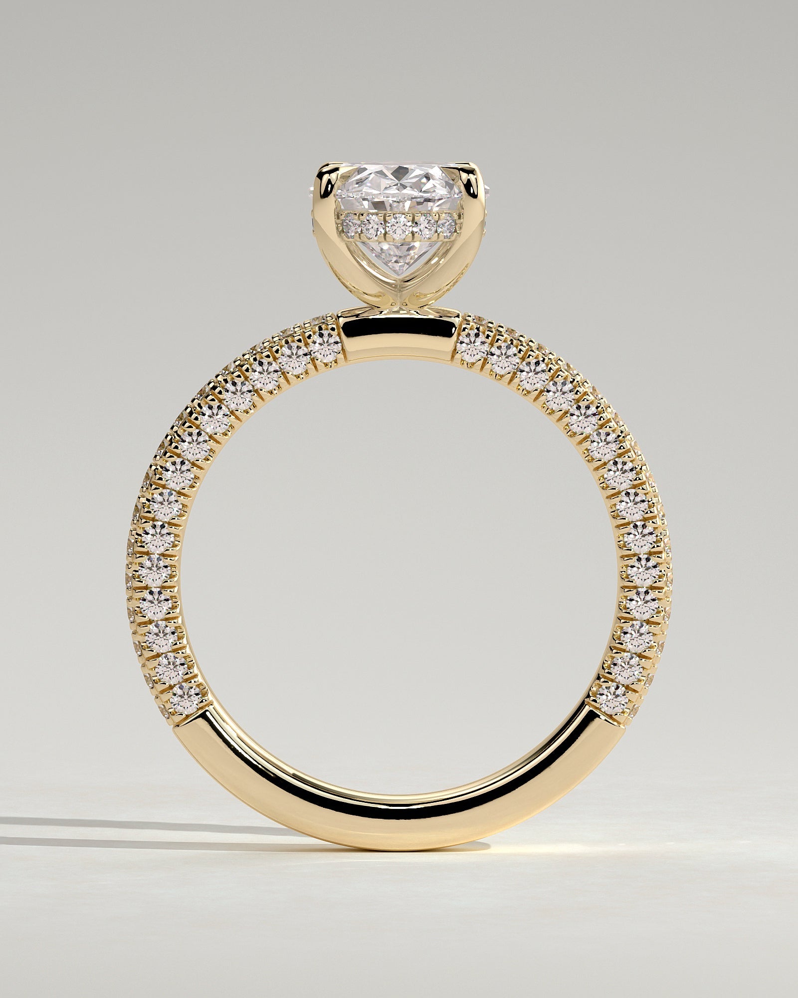 Round Halo, Pave & Split Shank Engagement Ring – 1.93 CT Lab Grown Diamond