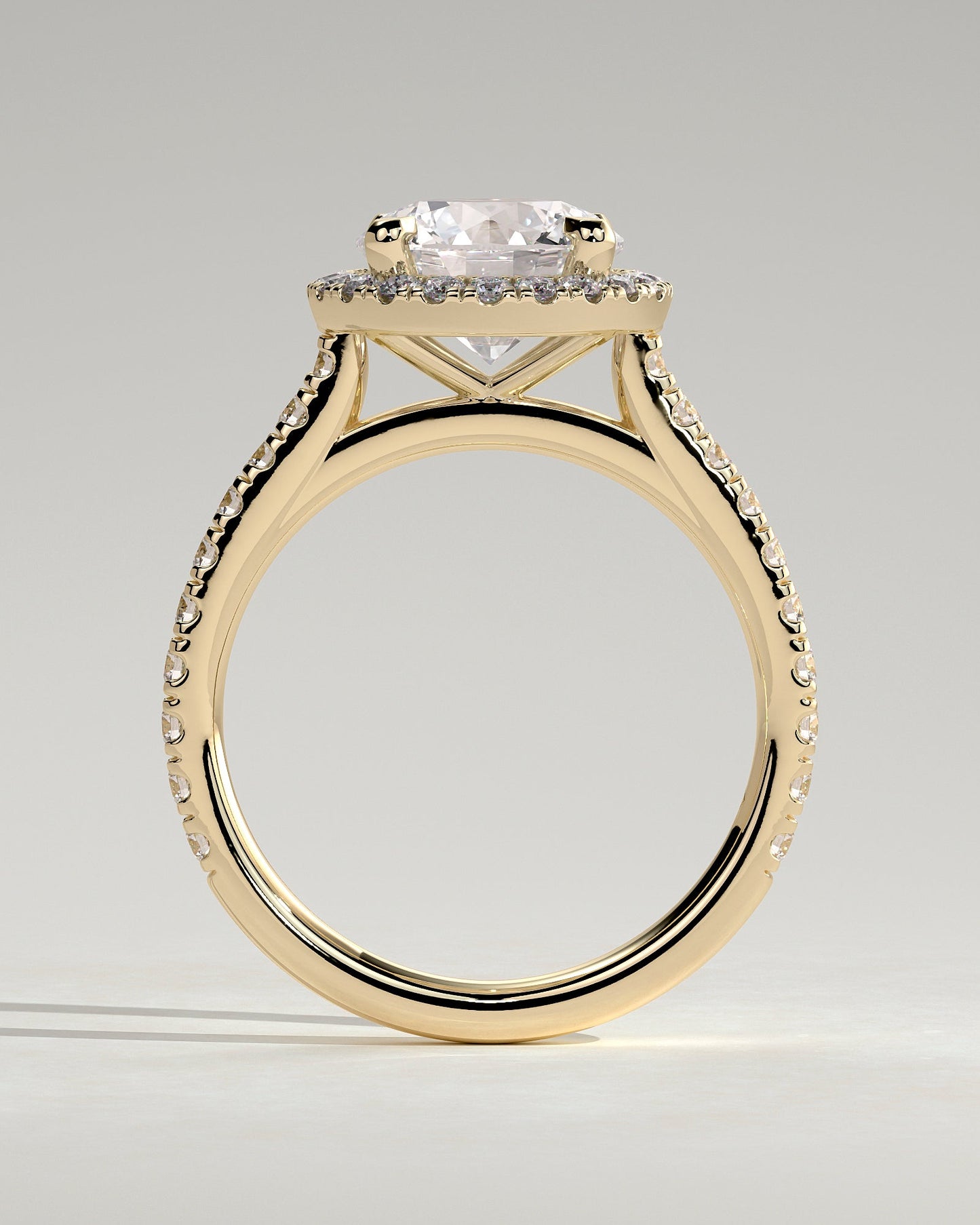 Round Halo, Pave & Split Shank Engagement Ring – 1.93 CT Lab Grown Diamond