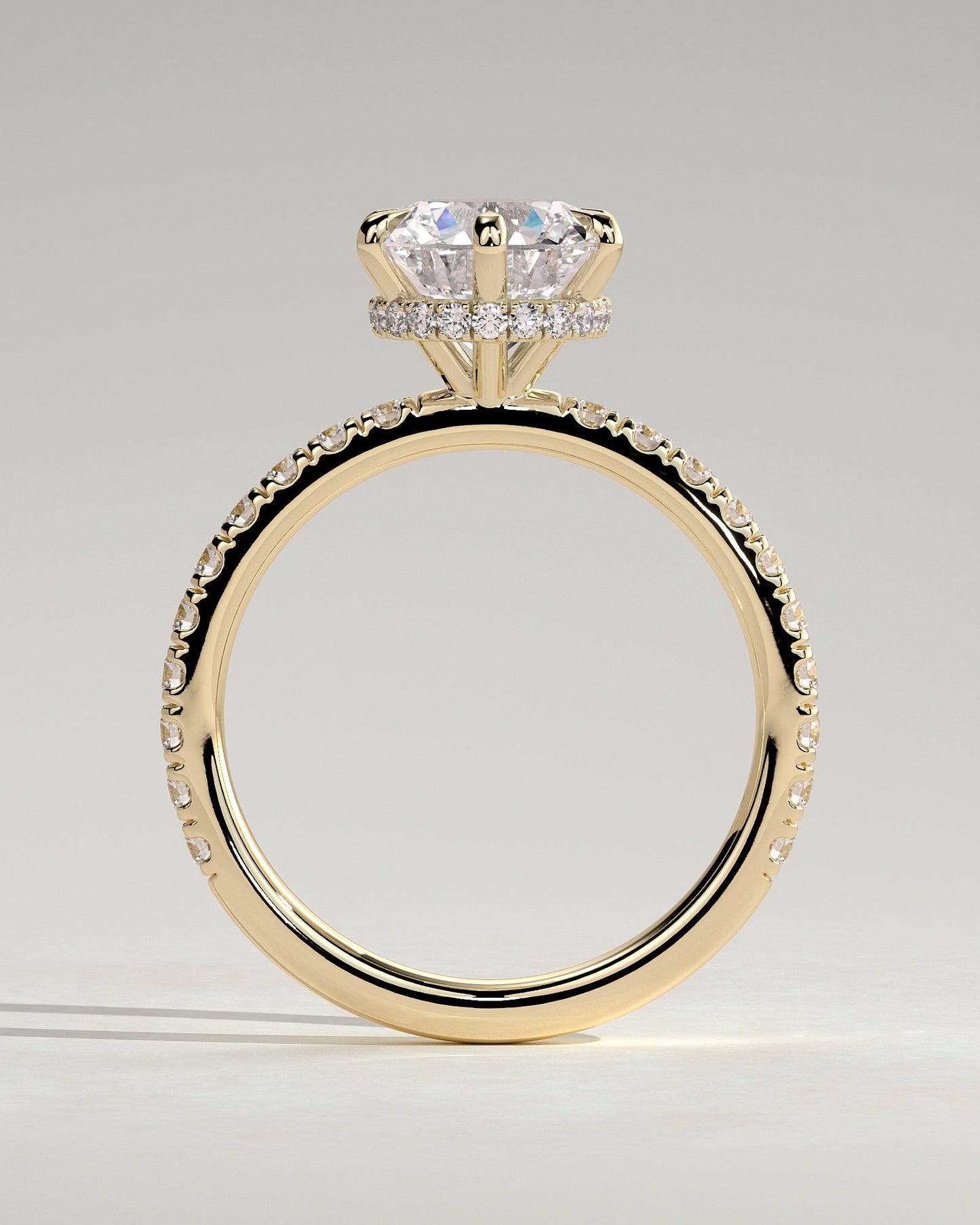Round Halo, Pave & Split Shank Engagement Ring – 1.93 CT Lab Grown Diamond