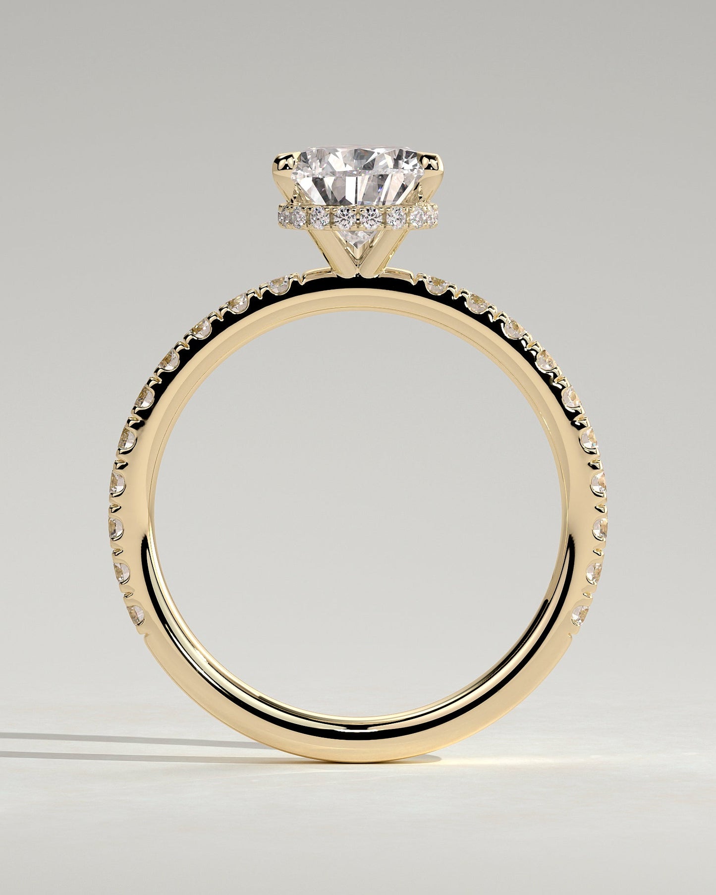 Round Halo, Pave & Split Shank Engagement Ring – 1.93 CT Lab Grown Diamond