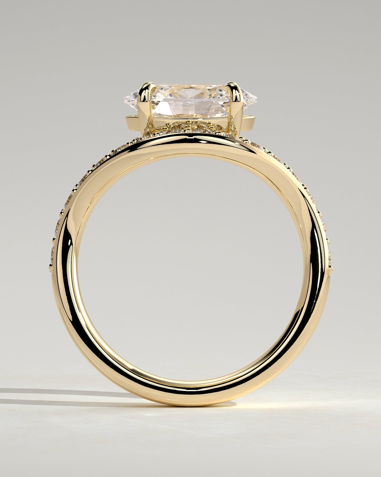 Round Halo, Pave & Split Shank Engagement Ring – 1.93 CT Lab Grown Diamond