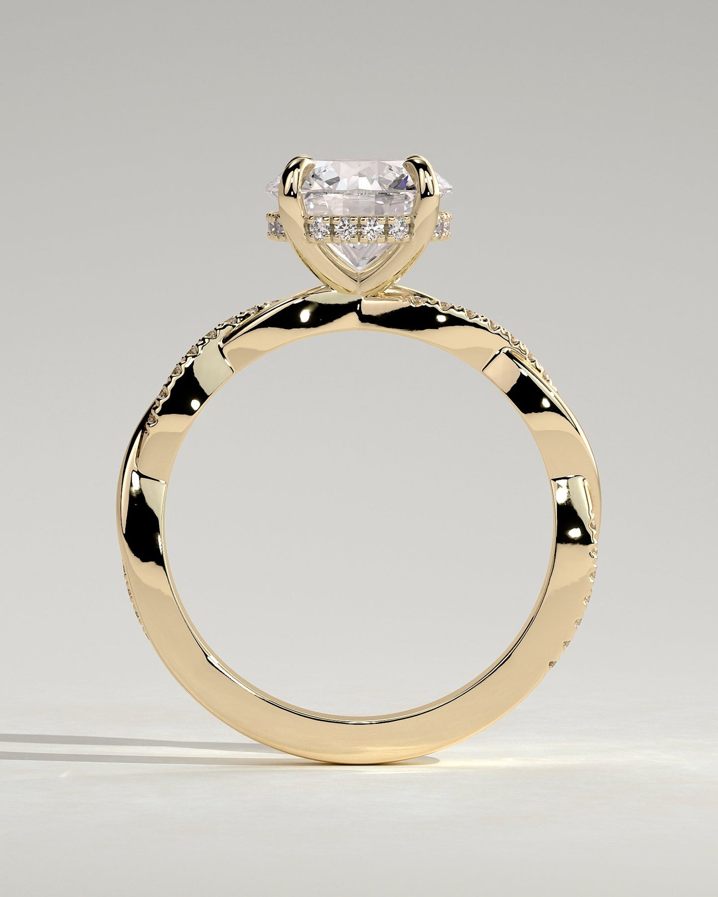 Round Halo, Pave & Split Shank Engagement Ring – 1.93 CT Lab Grown Diamond
