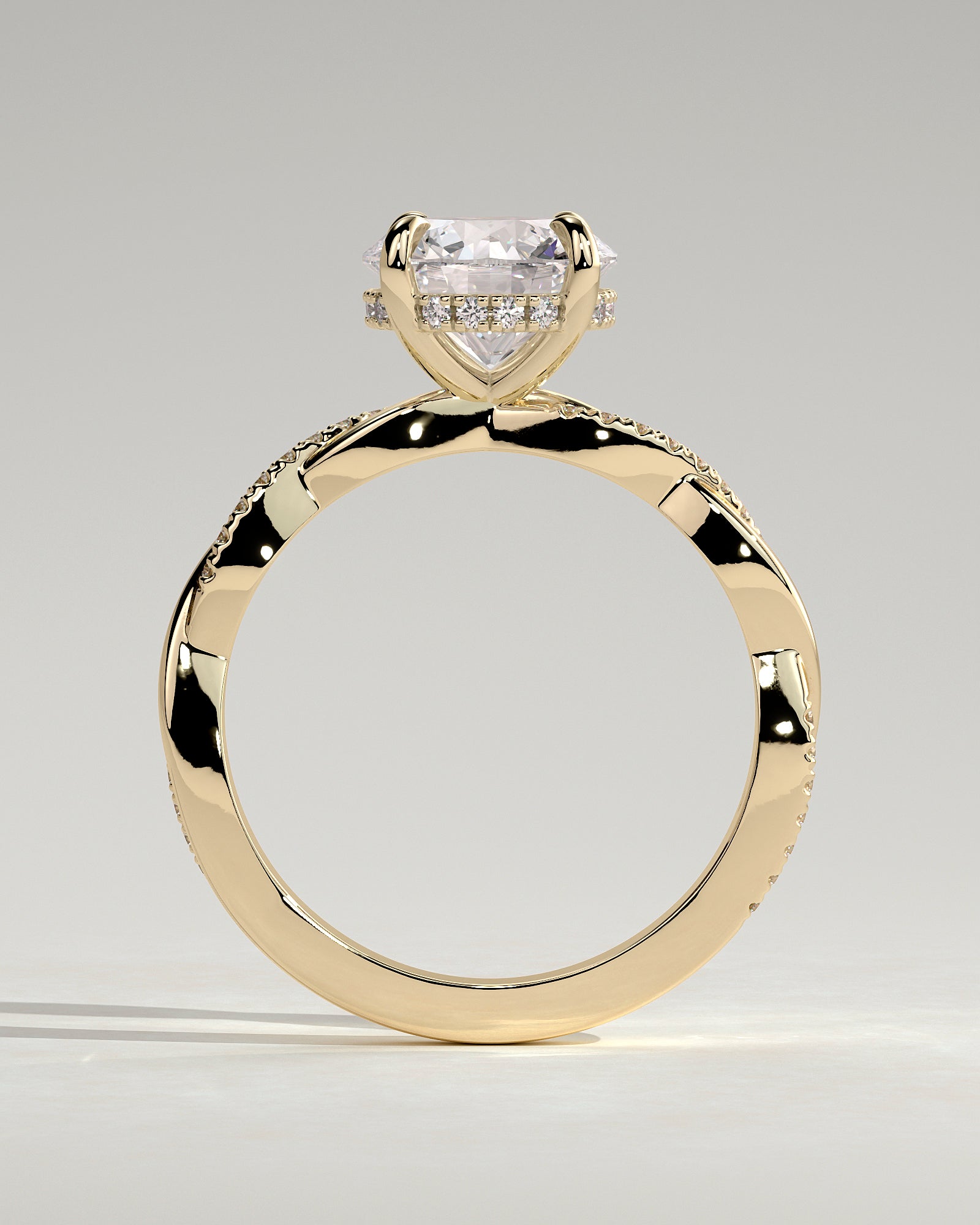 Round Halo, Pave & Split Shank Engagement Ring – 1.93 CT Lab Grown Diamond