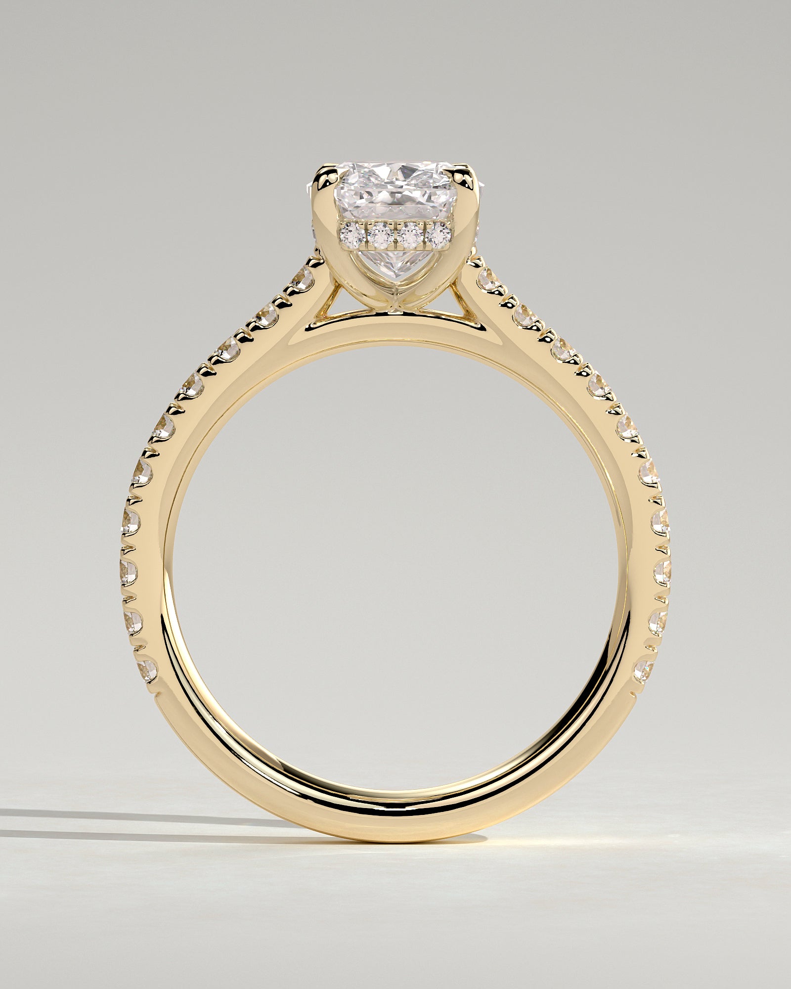 Round Halo, Pave & Split Shank Engagement Ring – 1.93 CT Lab Grown Diamond