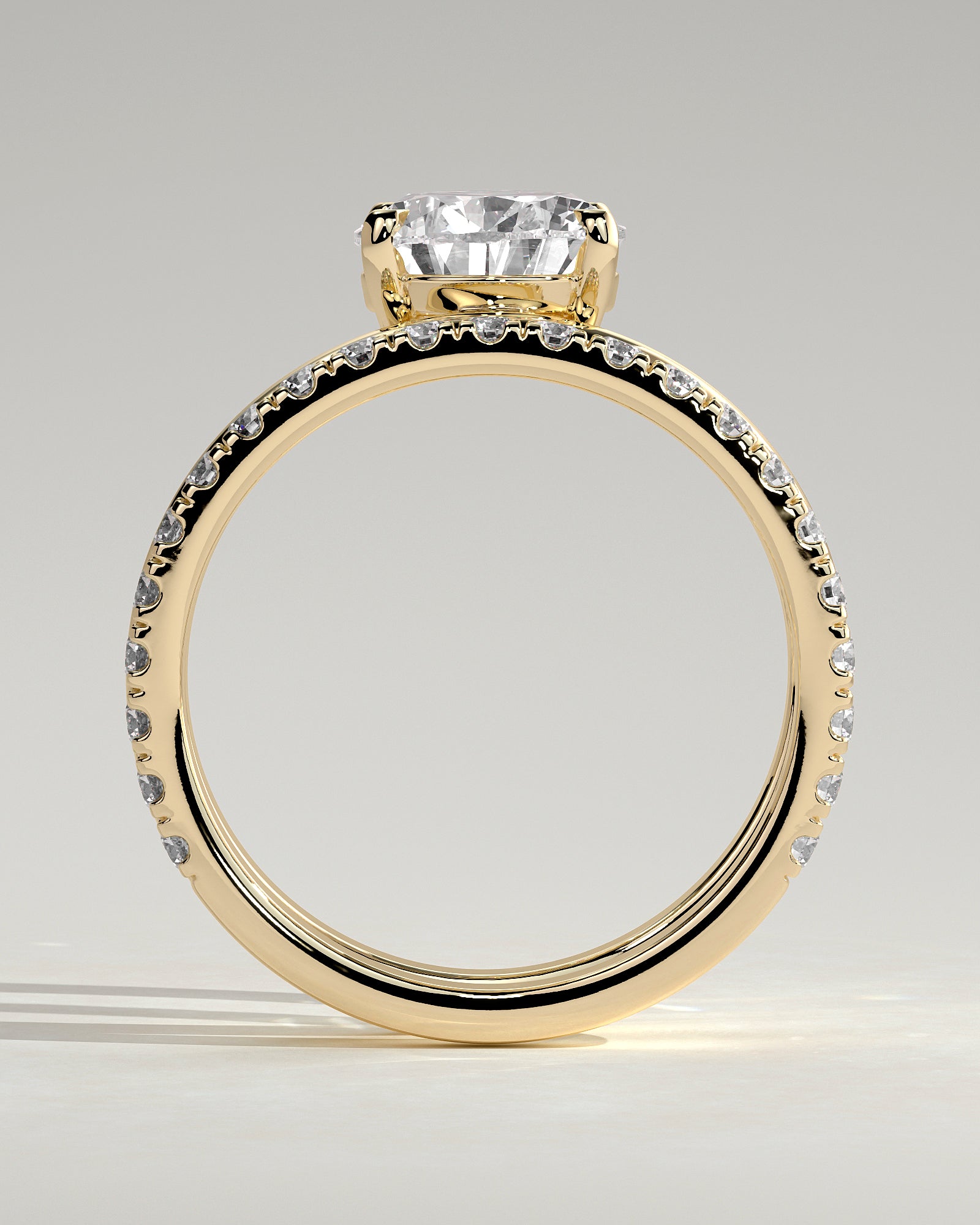 Round Halo, Pave & Split Shank Engagement Ring – 1.93 CT Lab Grown Diamond