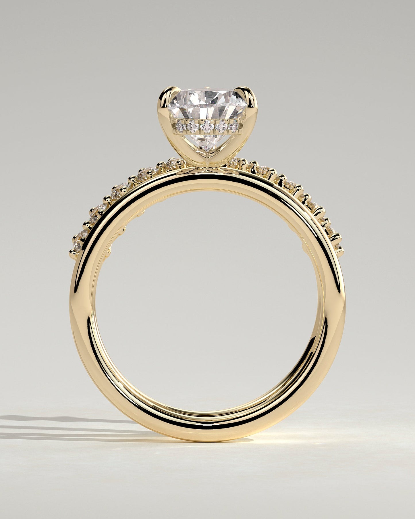 Round Halo, Pave & Split Shank Engagement Ring – 1.93 CT Lab Grown Diamond