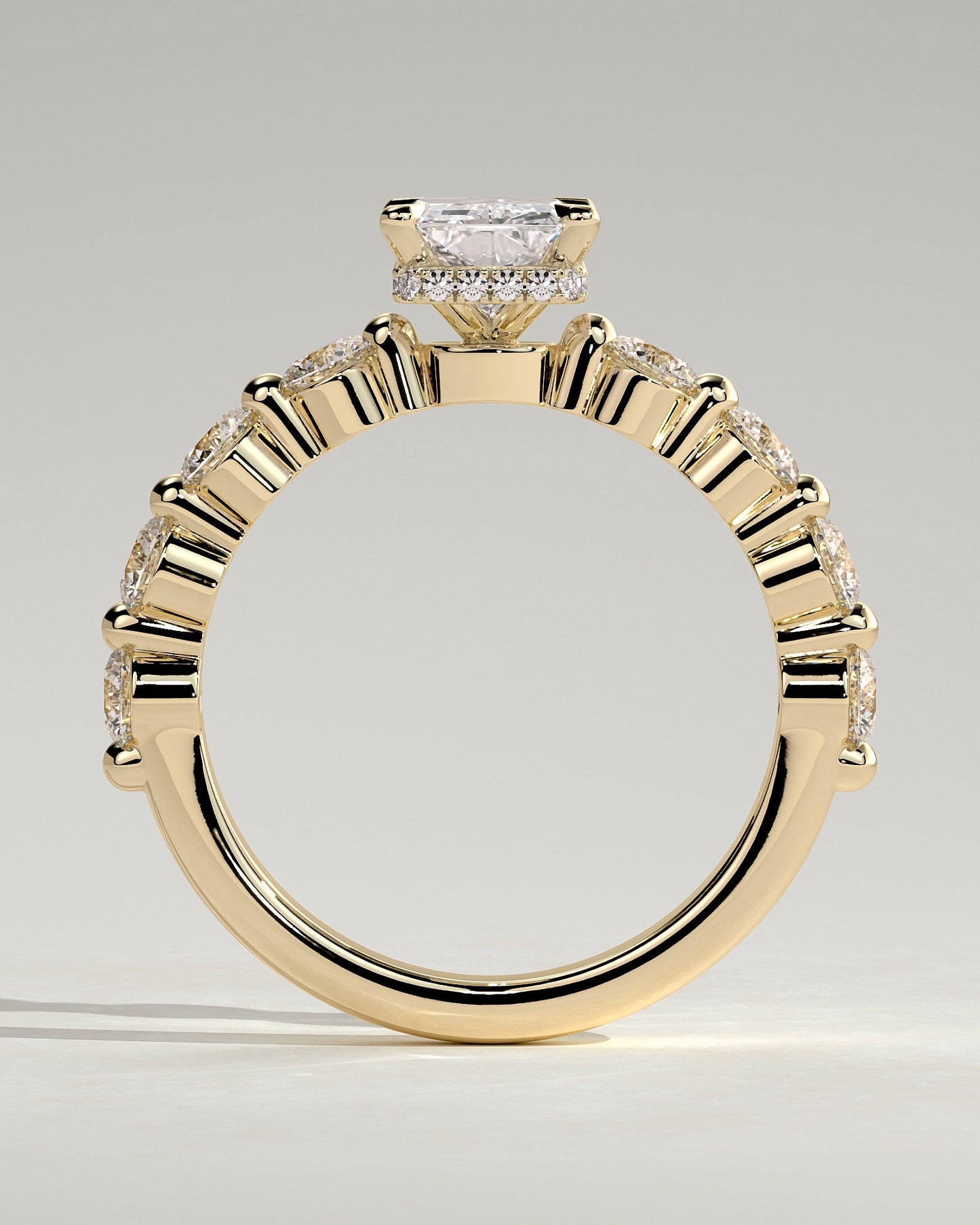 Round Halo, Pave & Split Shank Engagement Ring – 1.93 CT Lab Grown Diamond
