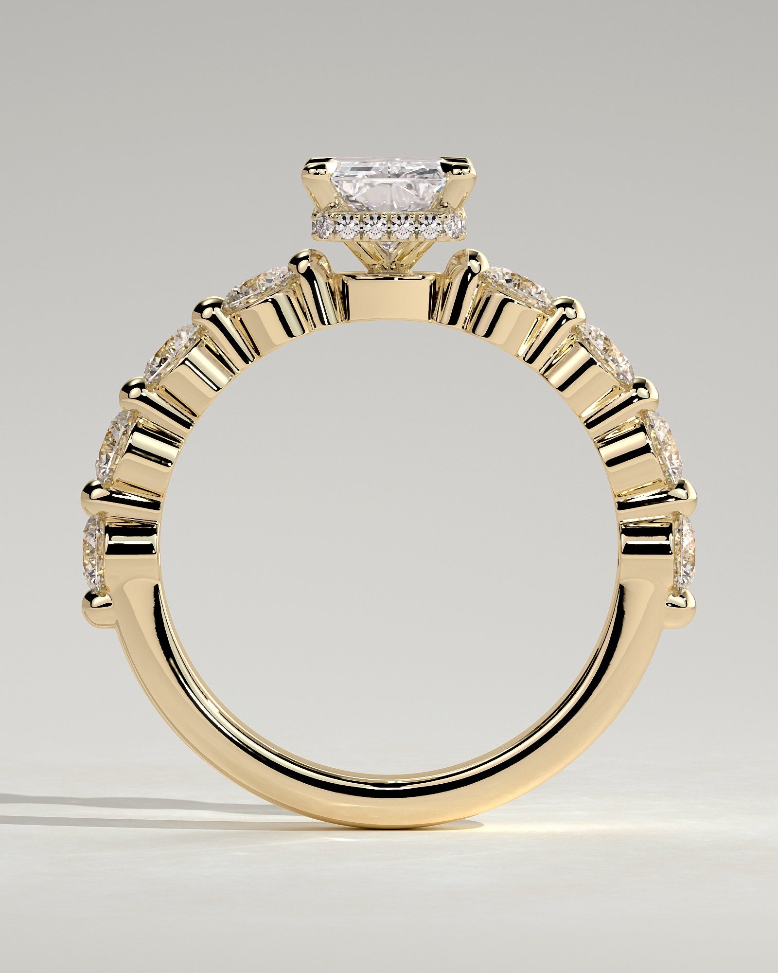 Round Halo, Pave & Split Shank Engagement Ring – 1.93 CT Lab Grown Diamond