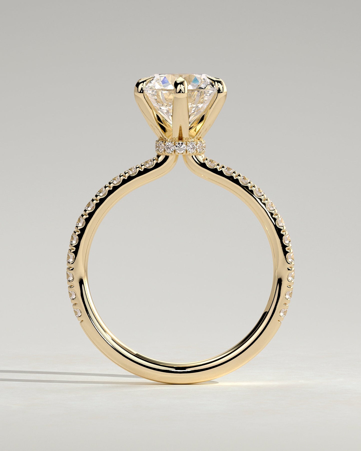 Round Halo, Pave & Split Shank Engagement Ring – 1.93 CT Lab Grown Diamond