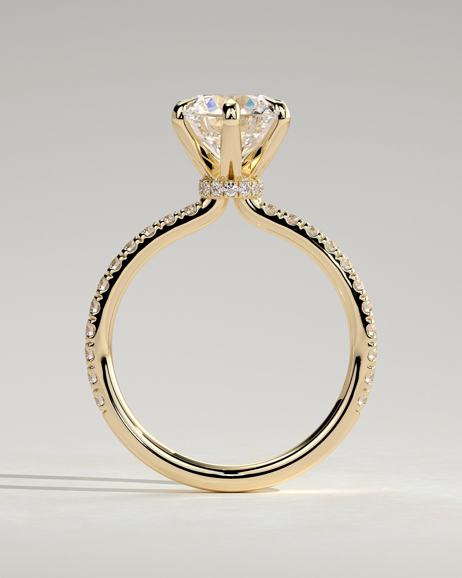 Round Halo, Pave & Split Shank Engagement Ring – 1.93 CT Lab Grown Diamond