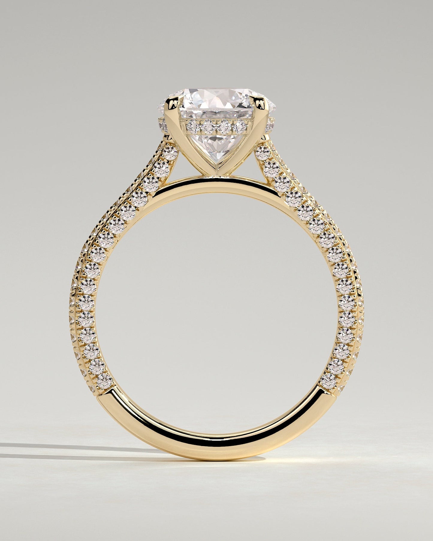 Round Halo, Pave & Split Shank Engagement Ring – 1.93 CT Lab Grown Diamond