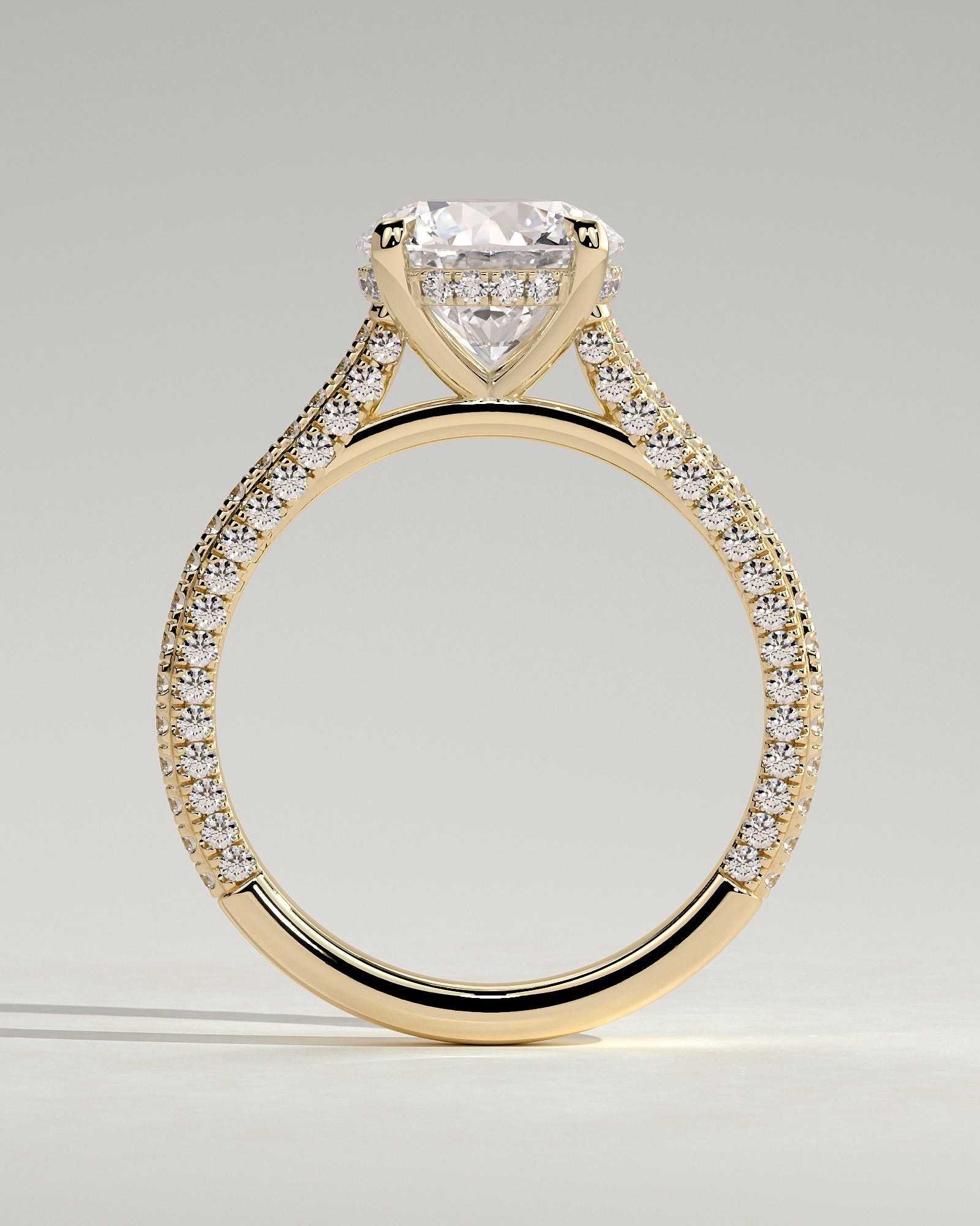 Round Halo, Pave & Split Shank Engagement Ring – 1.93 CT Lab Grown Diamond