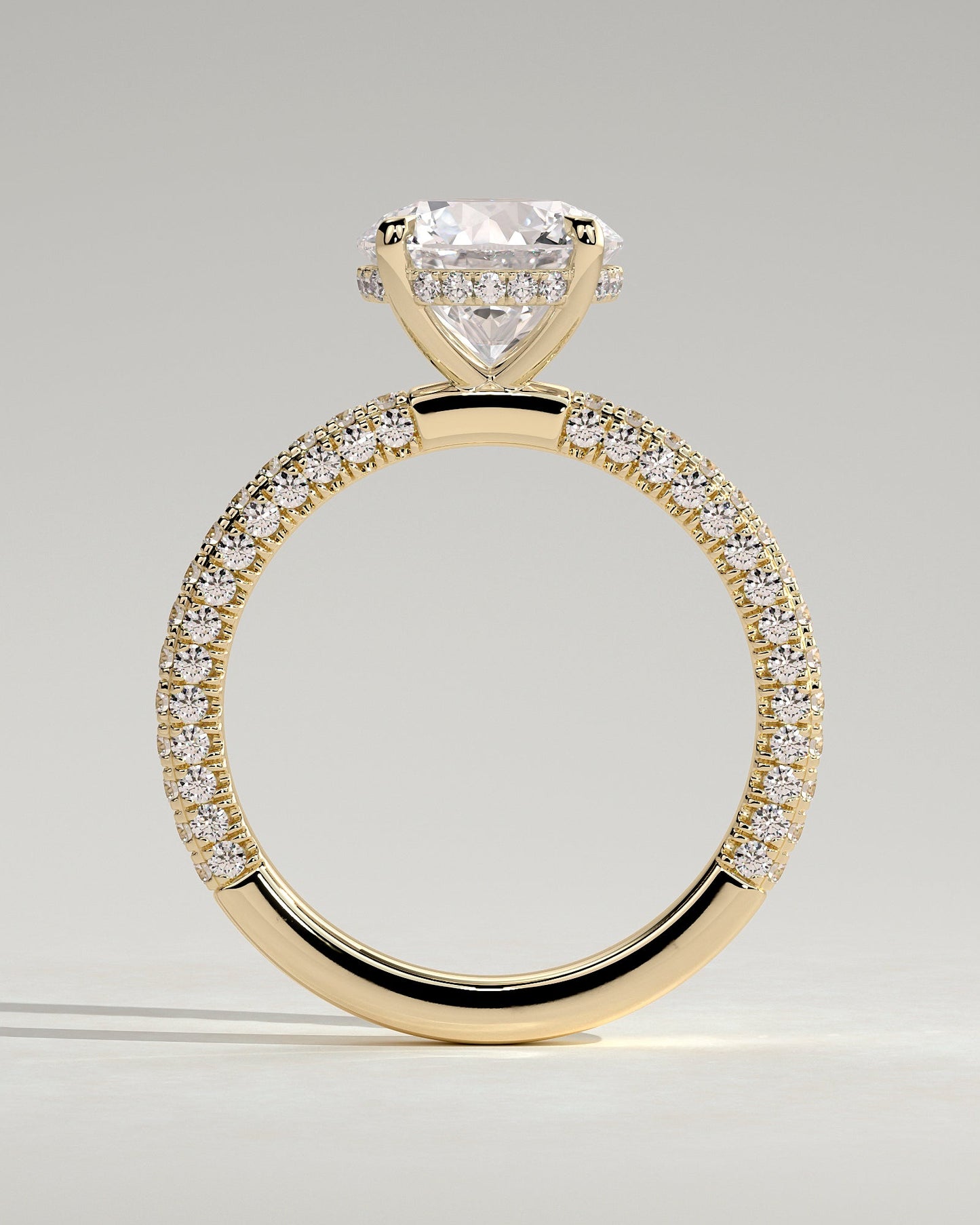 Round Halo, Pave & Split Shank Engagement Ring – 1.93 CT Lab Grown Diamond
